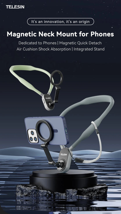 TELESIN Silicone Magnetic Neck Mount Quick Release Hold for Iphone 15 14 13 12 11 10 SAMSUNG HUAWEI XIAOMI Phone Accessories