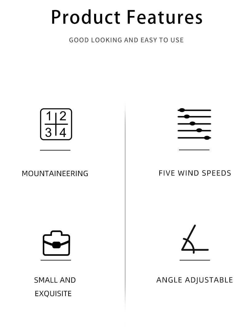 2024 New Portable Handheld Personal Rechargeable Desk Fan LED Digital Display 180°Adjustable Rechargeable Air Fan , 5 Speed Win