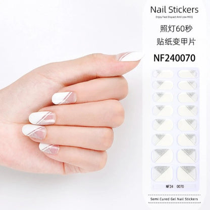 16/20/22Tips Semi-Cured Nail Wraps Simple Color Adhesive Waterproof Long Lasting Gel Nail Stickers set for UV Lamp Need Manicure