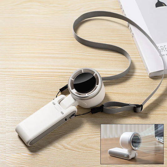 2024 Summer Fan Hand-held Folding High-speed Turbo Fan New Hanging Neck Outdoor Fan Desktop Portable LED Adjustment Student Fans