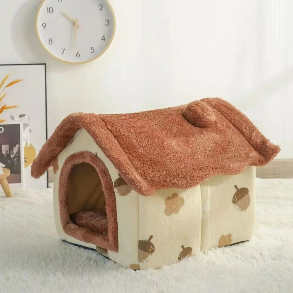 Soft Cat Bed Deep Sleep House Dog Cat Winter House Removable Cushion Enclosed Pet Tent For Kittens Puppy Cama Cat Supplies