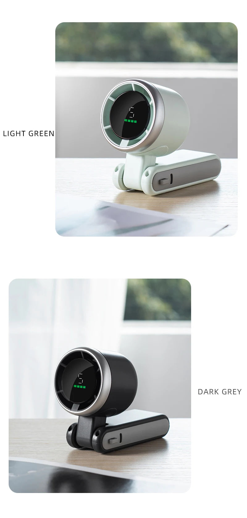 2024 New Portable Handheld Personal Rechargeable Desk Fan LED Digital Display 180°Adjustable Rechargeable Air Fan , 5 Speed Win