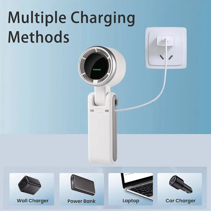 2024 New Portable Handheld Personal Rechargeable Desk Fan LED Digital Display 180°Adjustable Rechargeable Air Fan , 5 Speed Win