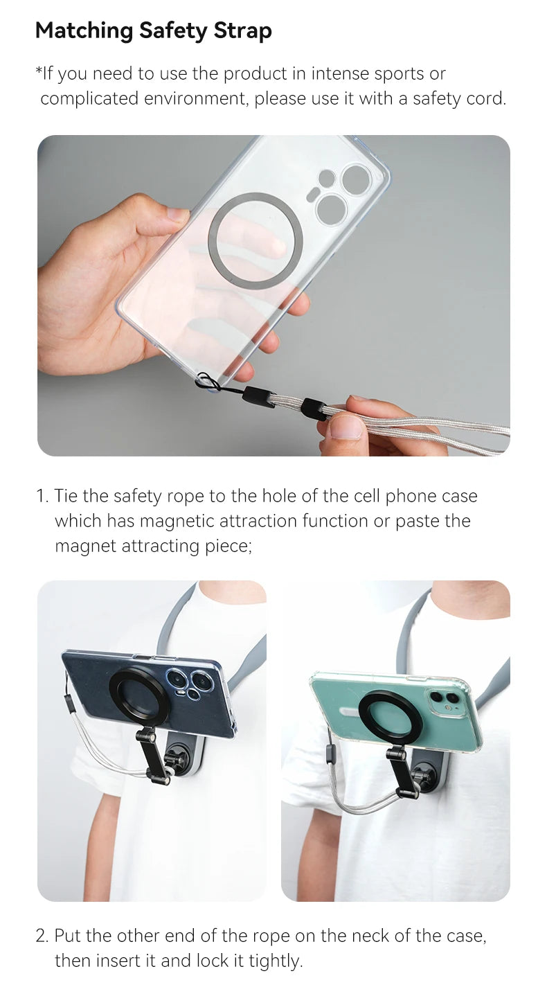 TELESIN Silicone Magnetic Neck Mount Quick Release Hold for Iphone 15 14 13 12 11 10 SAMSUNG HUAWEI XIAOMI Phone Accessories