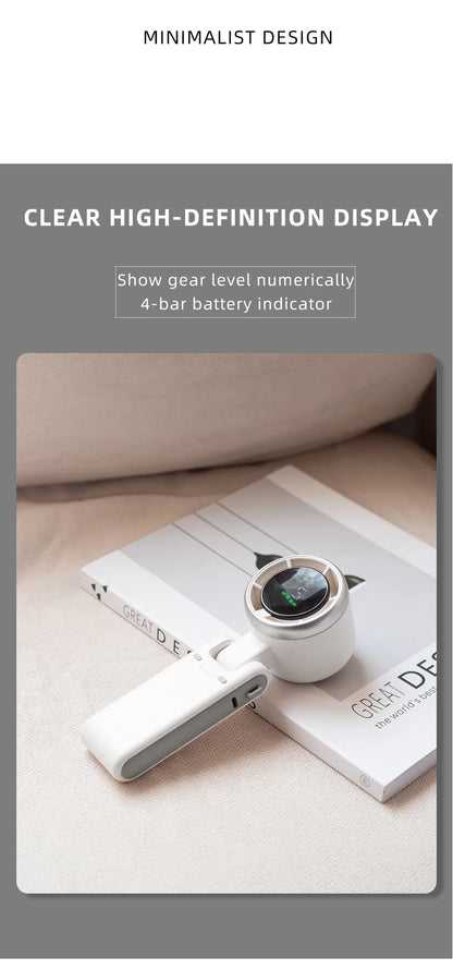 2024 New Portable Handheld Personal Rechargeable Desk Fan LED Digital Display 180°Adjustable Rechargeable Air Fan , 5 Speed Win