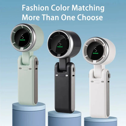 2024 New Portable Handheld Personal Rechargeable Desk Fan LED Digital Display 180°Adjustable Rechargeable Air Fan , 5 Speed Win