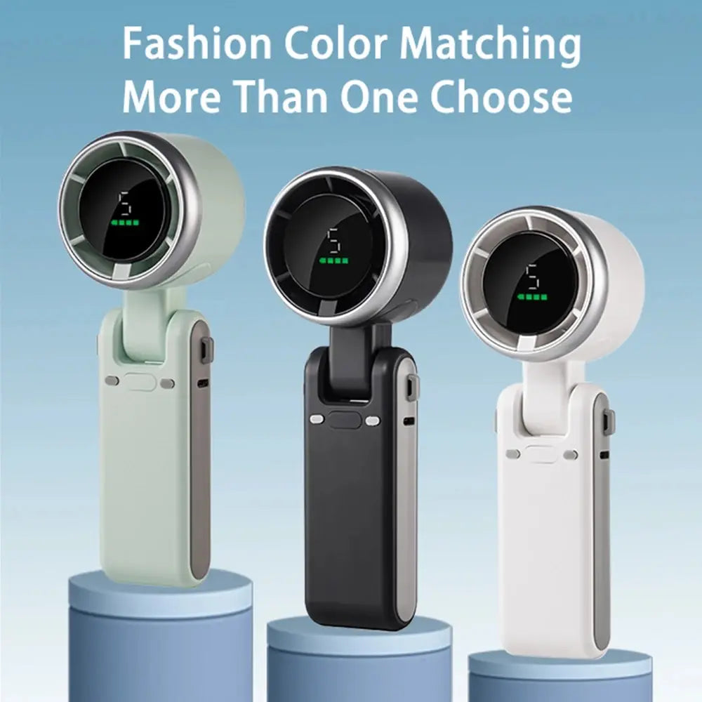2024 New Portable Handheld Personal Rechargeable Desk Fan LED Digital Display 180°Adjustable Rechargeable Air Fan , 5 Speed Win