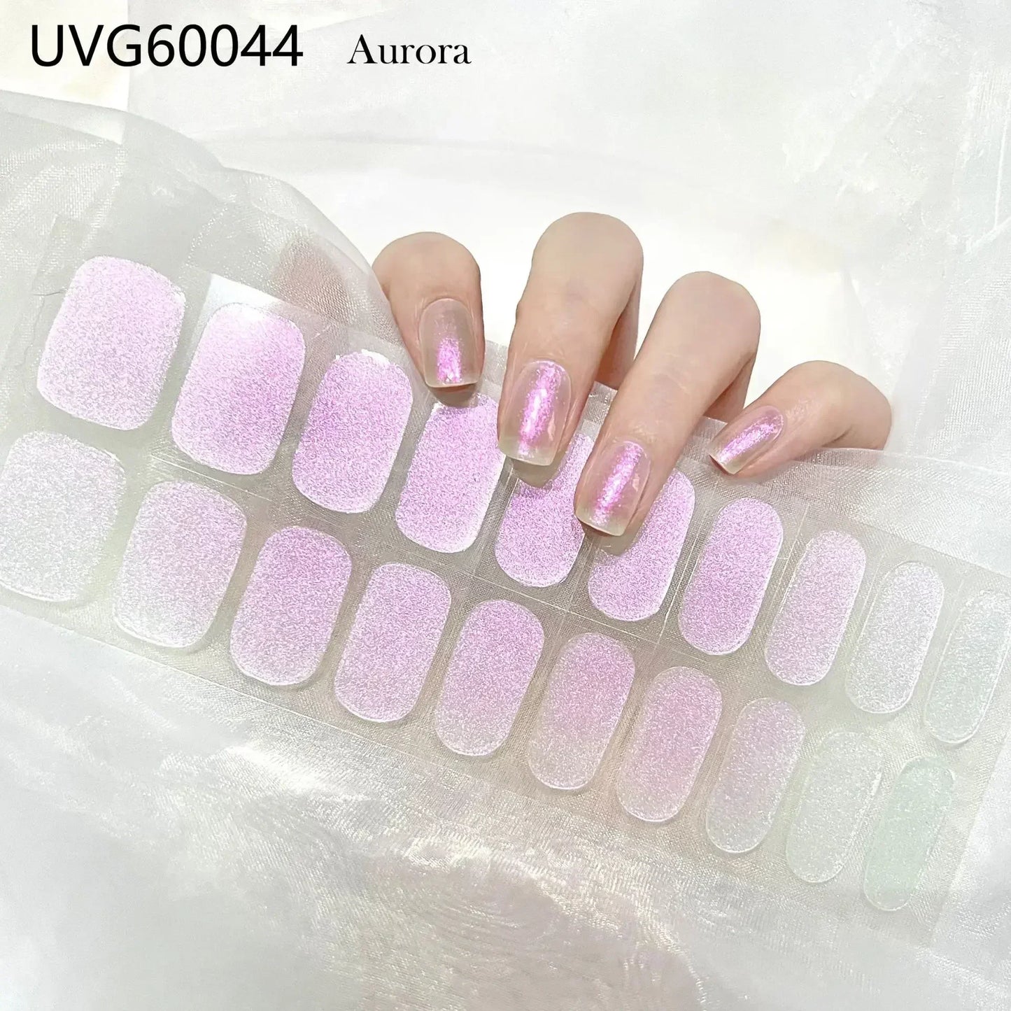 16/20/22Tips Semi-Cured Nail Wraps Simple Color Adhesive Waterproof Long Lasting Gel Nail Stickers set for UV Lamp Need Manicure