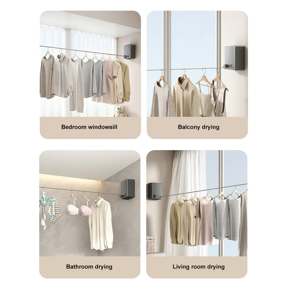 Retractable Clothesline Stainless Seel Pull-Out Clothes-Drying Machine Rope Space-Saving Clothes Drying Rack For Household