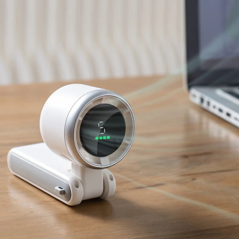 2024 Summer Fan Hand-held Folding High-speed Turbo Fan New Hanging Neck Outdoor Fan Desktop Portable LED Adjustment Student Fans