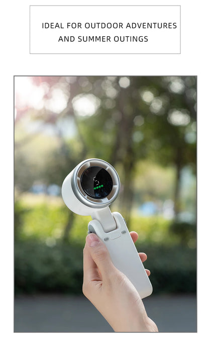 2024 New Portable Handheld Personal Rechargeable Desk Fan LED Digital Display 180°Adjustable Rechargeable Air Fan , 5 Speed Win