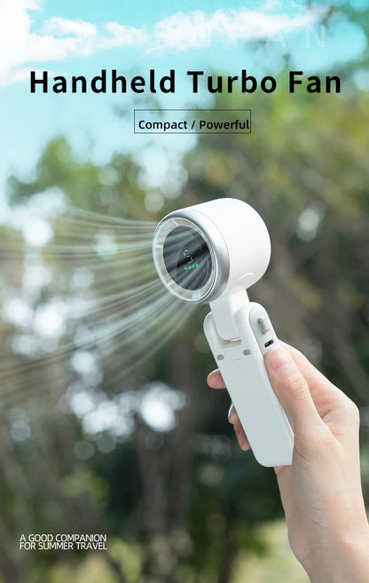 2024 New Portable Handheld Personal Rechargeable Desk Fan LED Digital Display 180°Adjustable Rechargeable Air Fan , 5 Speed Win