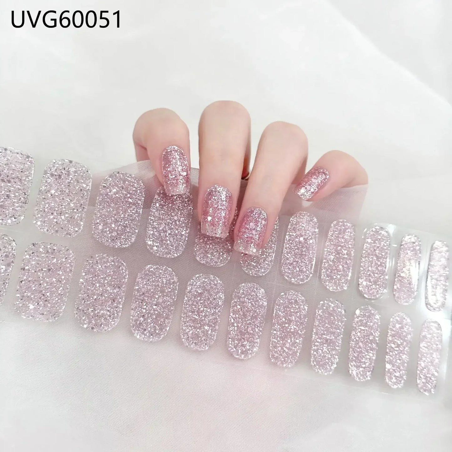 16/20/22Tips Semi-Cured Nail Wraps Simple Color Adhesive Waterproof Long Lasting Gel Nail Stickers set for UV Lamp Need Manicure