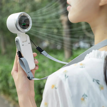 2024 Summer Fan Hand-held Folding High-speed Turbo Fan New Hanging Neck Outdoor Fan Desktop Portable LED Adjustment Student Fans