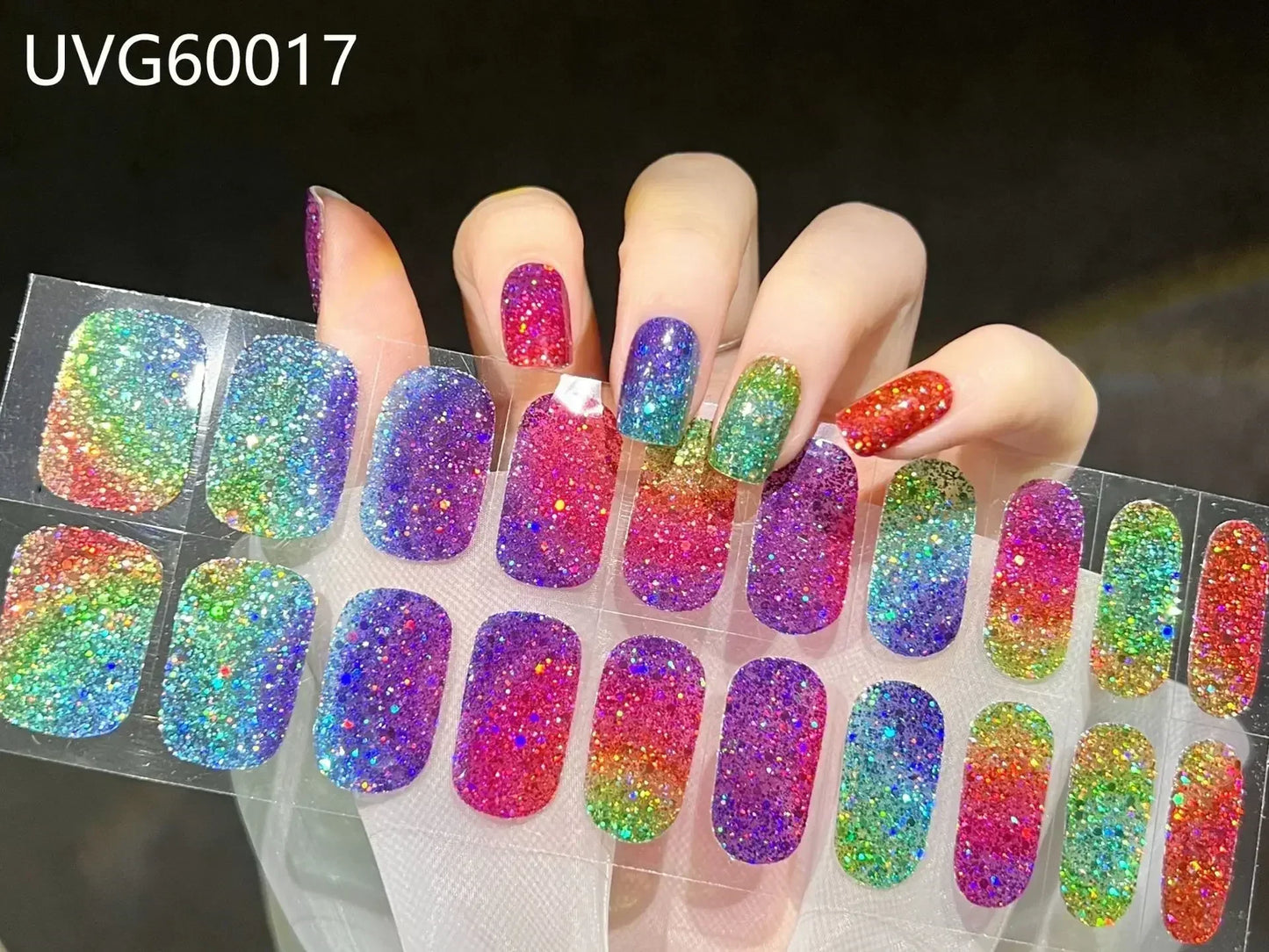16/20/22Tips Semi-Cured Nail Wraps Simple Color Adhesive Waterproof Long Lasting Gel Nail Stickers set for UV Lamp Need Manicure