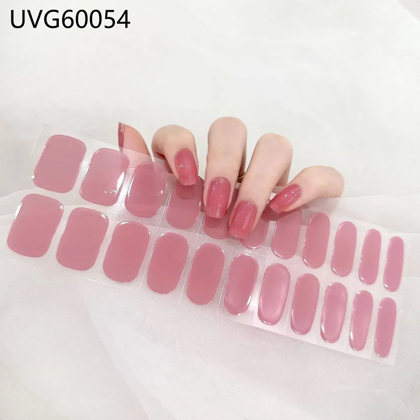 16/20/22Tips Semi-Cured Nail Wraps Simple Color Adhesive Waterproof Long Lasting Gel Nail Stickers set for UV Lamp Need Manicure