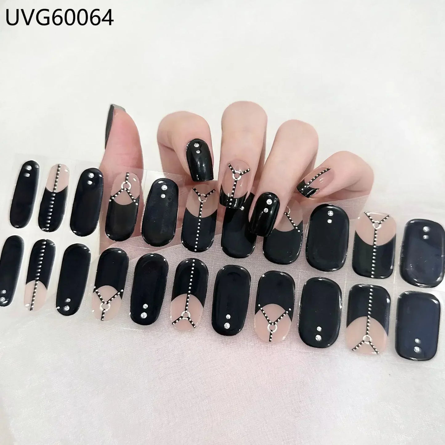 16/20/22Tips Semi-Cured Nail Wraps Simple Color Adhesive Waterproof Long Lasting Gel Nail Stickers set for UV Lamp Need Manicure