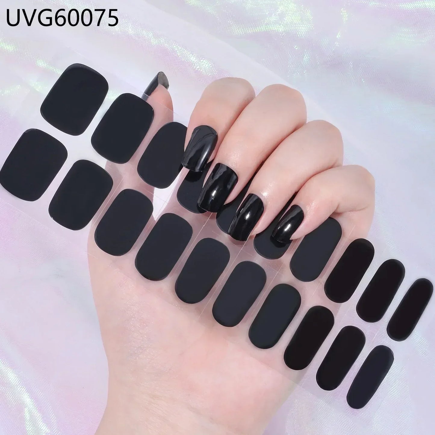 16/20/22Tips Semi-Cured Nail Wraps Simple Color Adhesive Waterproof Long Lasting Gel Nail Stickers set for UV Lamp Need Manicure