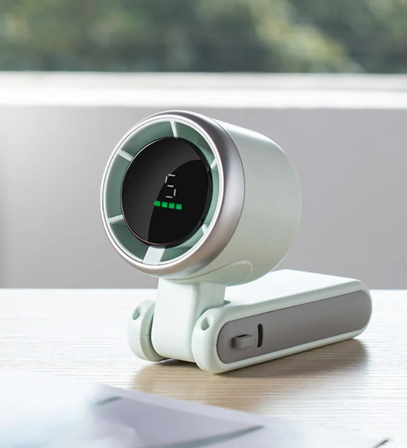 2024 Summer Fan Hand-held Folding High-speed Turbo Fan New Hanging Neck Outdoor Fan Desktop Portable LED Adjustment Student Fans