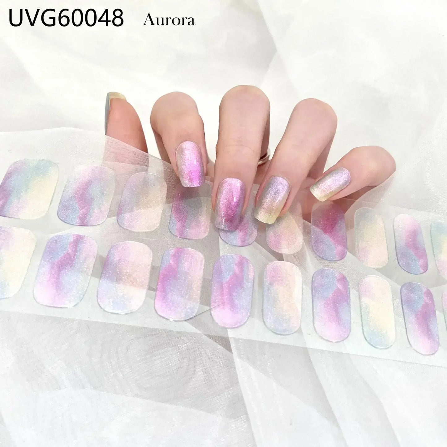 16/20/22Tips Semi-Cured Nail Wraps Simple Color Adhesive Waterproof Long Lasting Gel Nail Stickers set for UV Lamp Need Manicure