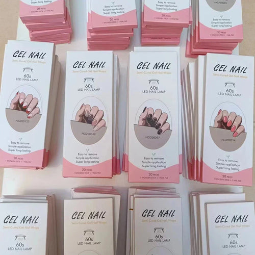 16/20/22Tips Semi-Cured Nail Wraps Simple Color Adhesive Waterproof Long Lasting Gel Nail Stickers set for UV Lamp Need Manicure