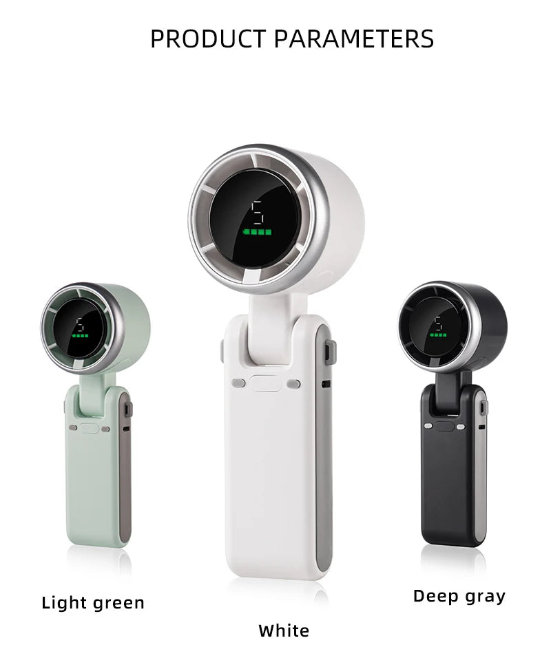 2024 New Portable Handheld Personal Rechargeable Desk Fan LED Digital Display 180°Adjustable Rechargeable Air Fan , 5 Speed Win