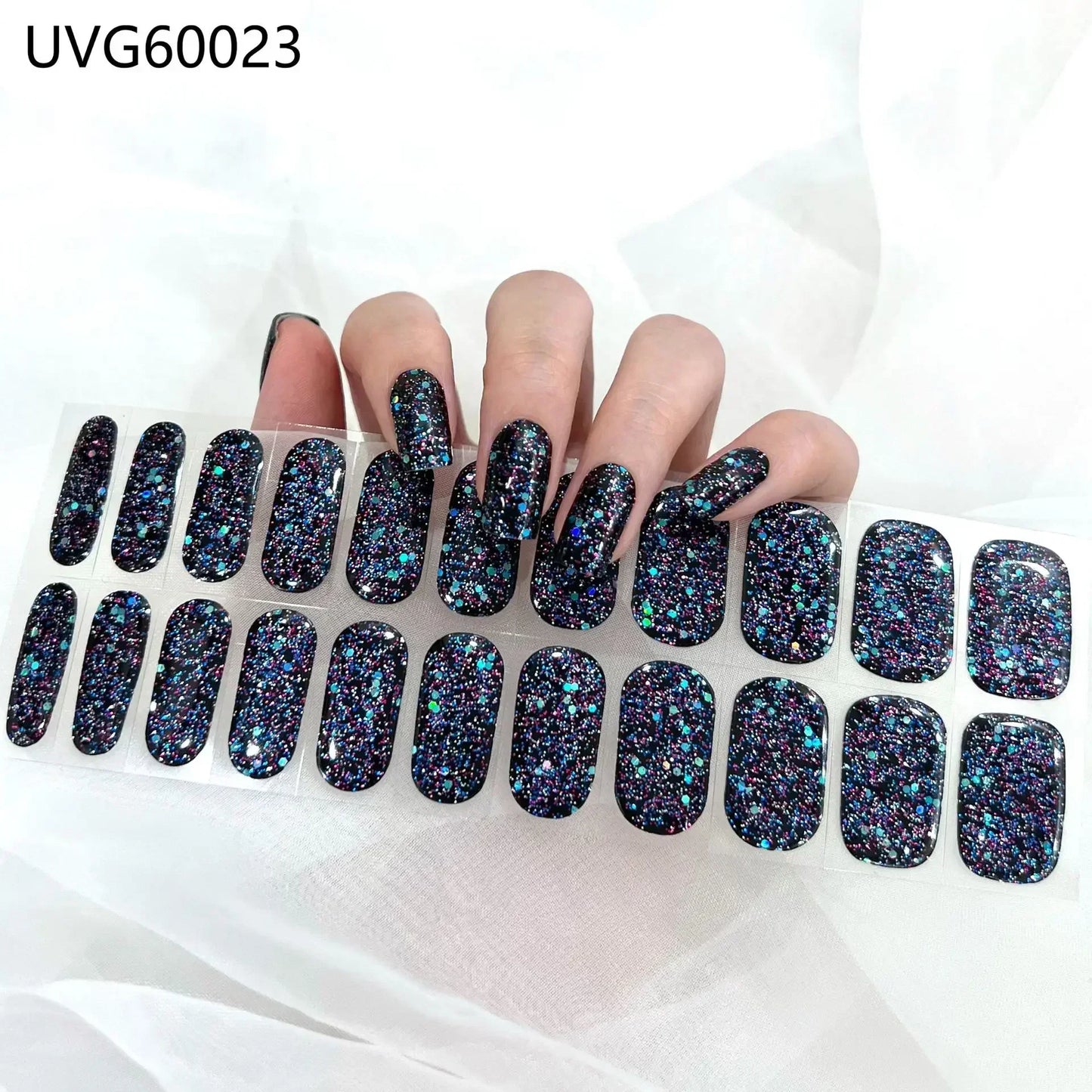 16/20/22Tips Semi-Cured Nail Wraps Simple Color Adhesive Waterproof Long Lasting Gel Nail Stickers set for UV Lamp Need Manicure