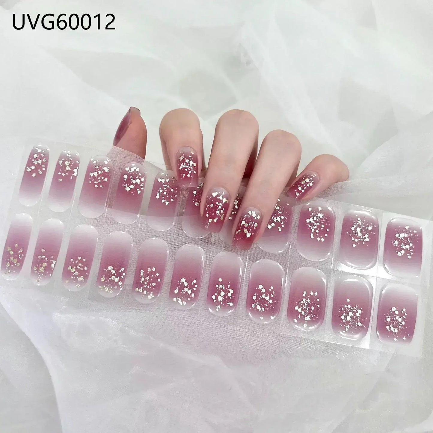 16/20/22Tips Semi-Cured Nail Wraps Simple Color Adhesive Waterproof Long Lasting Gel Nail Stickers set for UV Lamp Need Manicure