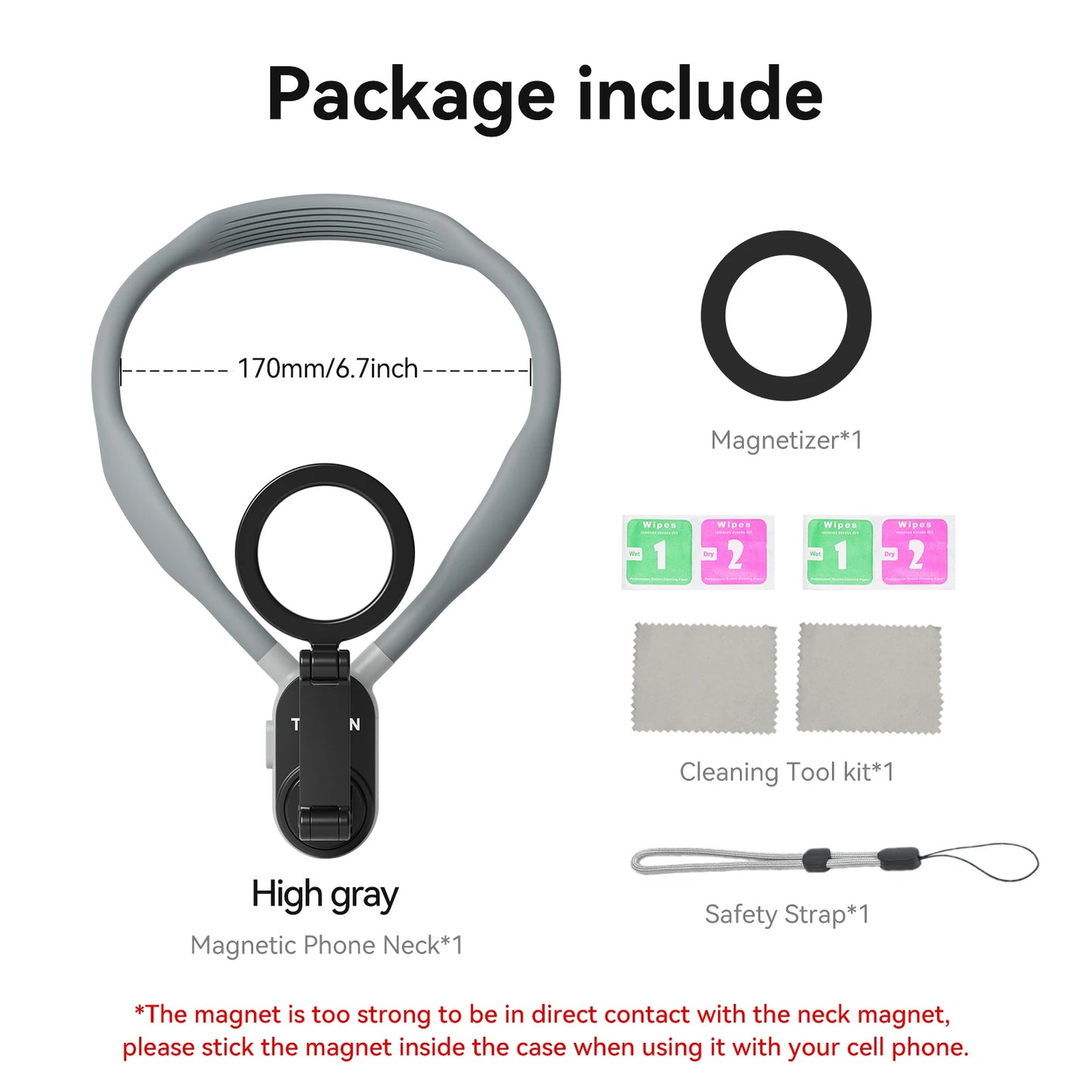 TELESIN Silicone Magnetic Neck Mount Quick Release Hold for Iphone 15 14 13 12 11 10 SAMSUNG HUAWEI XIAOMI Phone Accessories