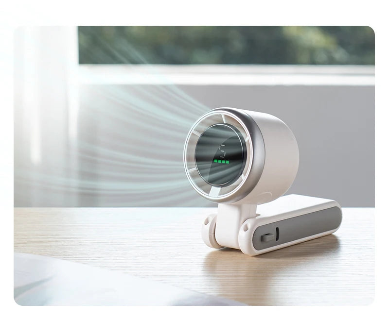 2024 New Portable Handheld Personal Rechargeable Desk Fan LED Digital Display 180°Adjustable Rechargeable Air Fan , 5 Speed Win