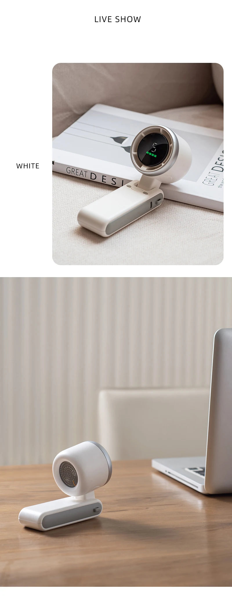 2024 New Portable Handheld Personal Rechargeable Desk Fan LED Digital Display 180°Adjustable Rechargeable Air Fan , 5 Speed Win