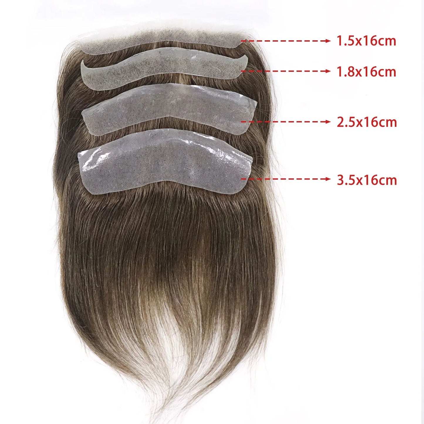 0.06mm Brown Straight Man Toupee V Style Frontal Hairline For Men 15cm Human Hair Ultra Thin Skin PU Men's Capillary Prosthesis
