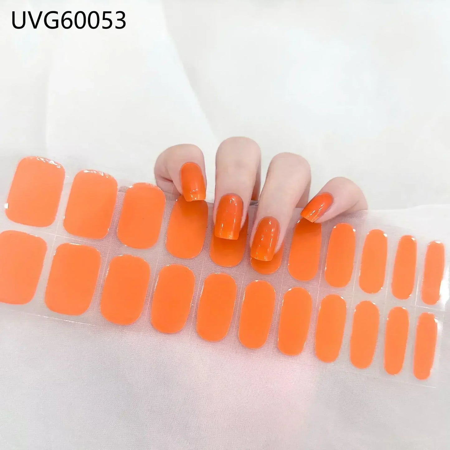 16/20/22Tips Semi-Cured Nail Wraps Simple Color Adhesive Waterproof Long Lasting Gel Nail Stickers set for UV Lamp Need Manicure