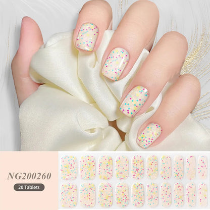 16/20/22Tips Semi-Cured Nail Wraps Simple Color Adhesive Waterproof Long Lasting Gel Nail Stickers set for UV Lamp Need Manicure