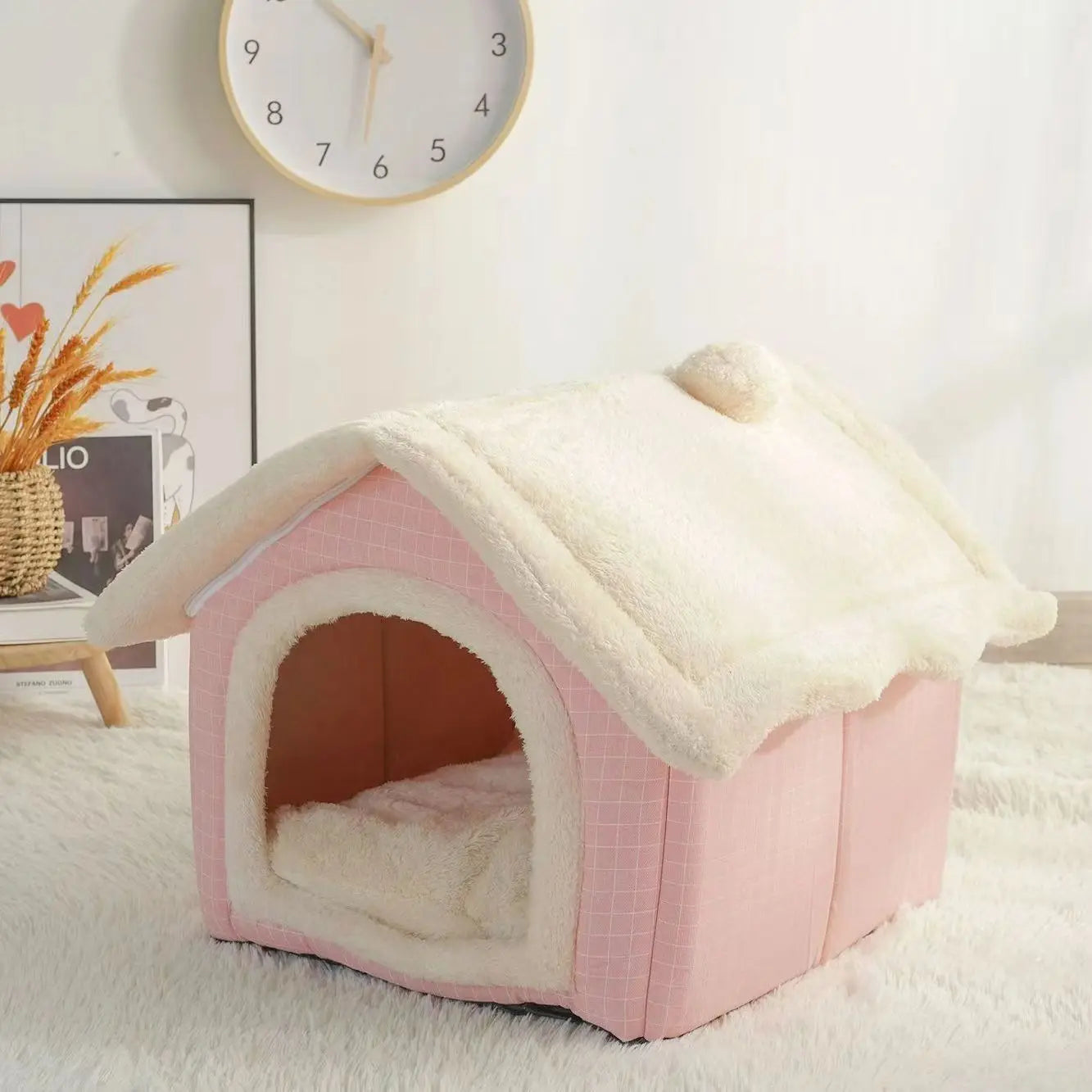 Soft Cat Bed Deep Sleep House Dog Cat Winter House Removable Cushion Enclosed Pet Tent For Kittens Puppy Cama Cat Supplies