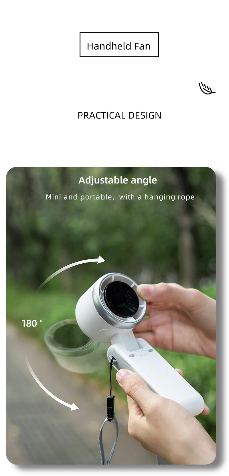 2024 New Portable Handheld Personal Rechargeable Desk Fan LED Digital Display 180°Adjustable Rechargeable Air Fan , 5 Speed Win