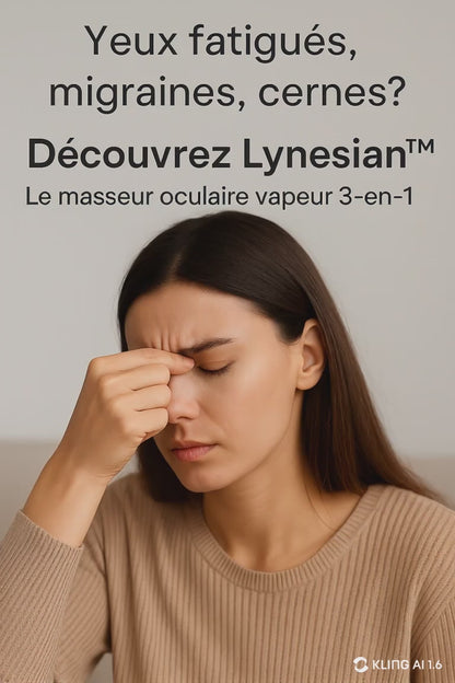 Lynesian™ – Masseur Oculaire 3-en-1 : Cernes, Stress, Détente & Maux de Tête